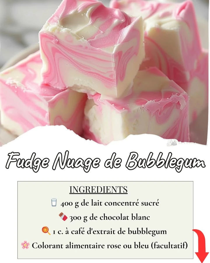Découvrez le Fudge Nuage de Bubblegum, une gourmandise originale et fondante au goût sucré et régressif. Parfait pour les amateurs de saveurs uniques et colorées !