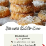 Savourez la simplicité et le goût exotique des Biscuits Sablés Coco, une recette facile et rapide pour des biscuits fondants et parfumés à la noix de coco.