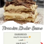 Apprenez à réaliser un délicieux tiramisu Kinder Bueno, une version gourmande et originale de ce dessert italien incontournable. Une recette facile et irrésistible pour les amateurs de chocolat !