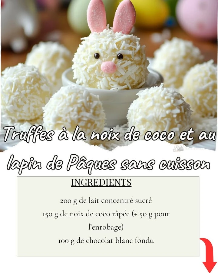 Truffes à la Noix de Coco et au Lapin de Pâques (Sans Cuisson)
