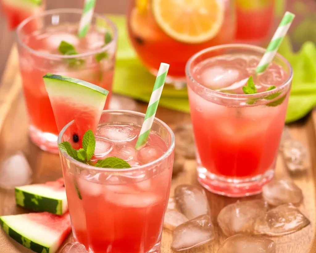 Refreshing Watermelon Lemonade made with pureed watermelon and fresh lemon juice.