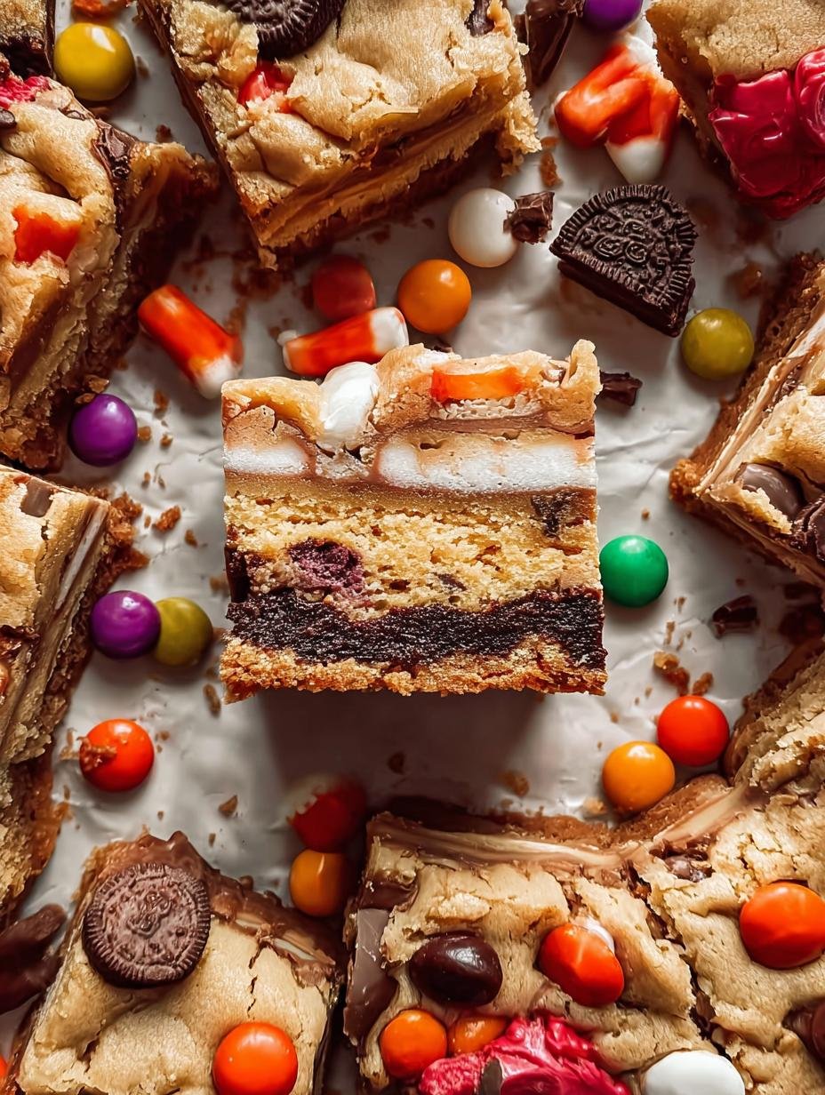 Amazing Halloween Candy Cookie Bars (15 Min Prep) - Halloween Candy Cookie Bars - additional detail