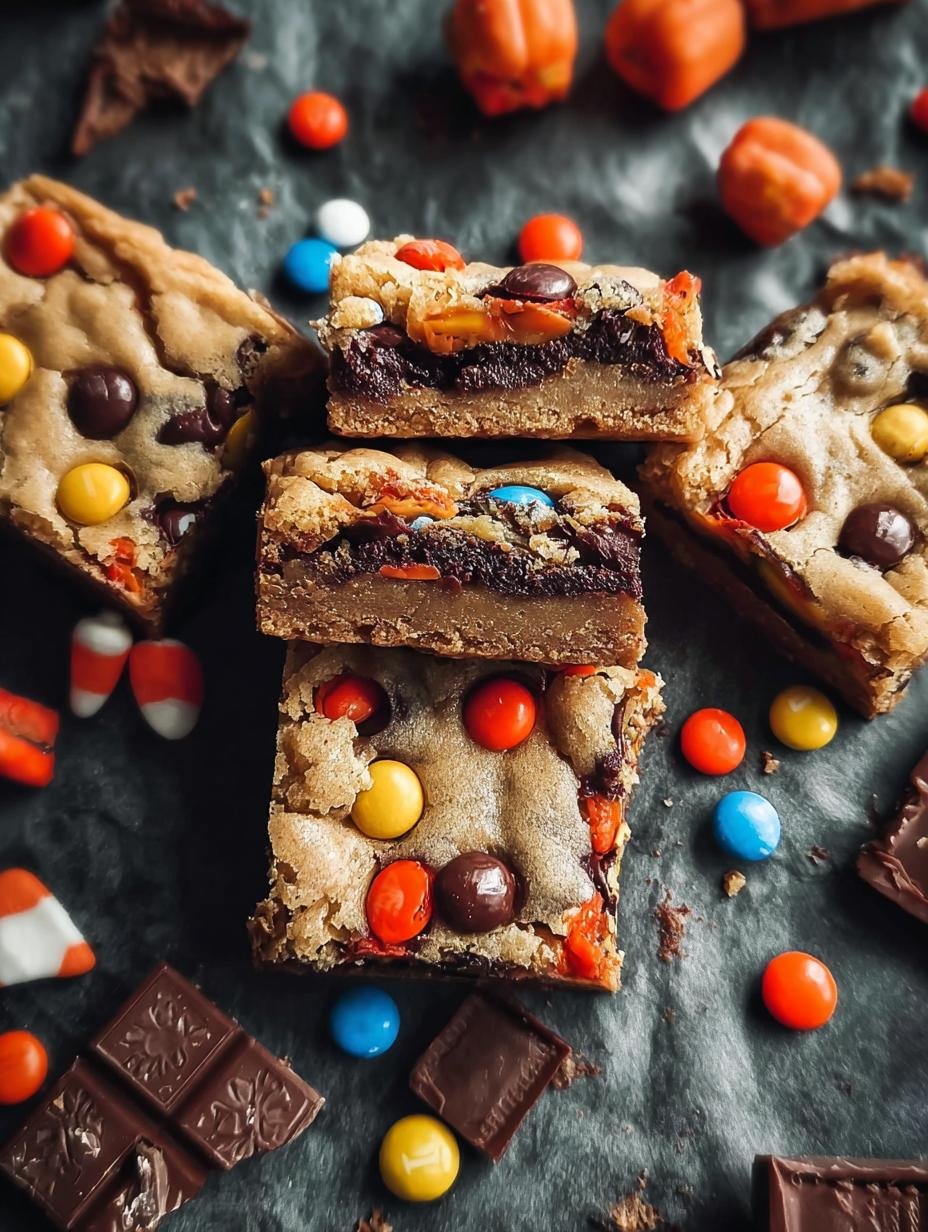 Amazing Halloween Candy Cookie Bars (15 Min Prep) - Halloween Candy Cookie Bars - additional detail