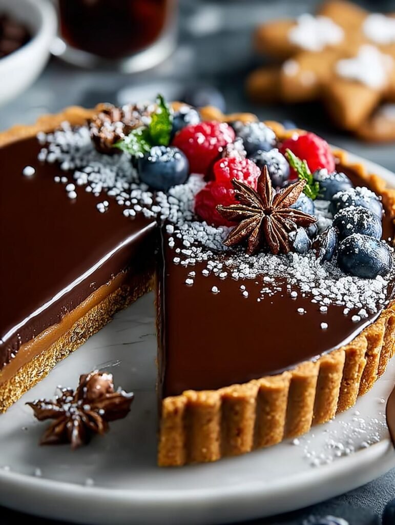 Vegan Gingerbread Chocolate Tart