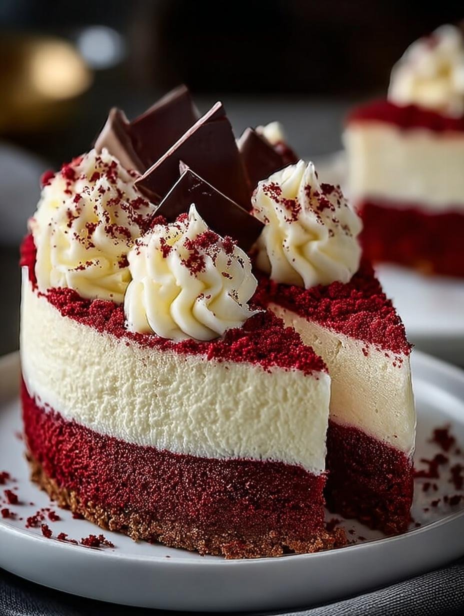 Decadent Red Velvet Cheesecake for a Sweet Treat - Red Velvet Cheesecake - main visual representation