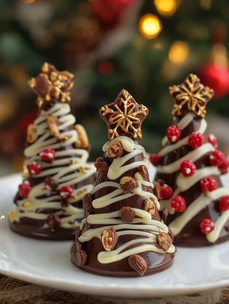 Deliciously crafted Christmas chocolate trees for holiday celebrations.
