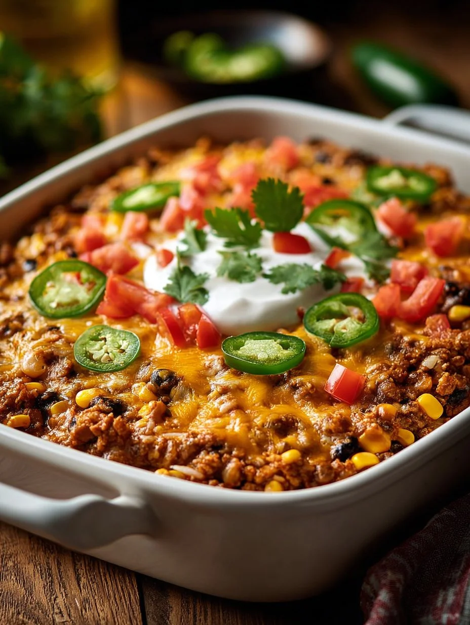 Delicious keto taco casserole topped with cheese and fresh ingredients.