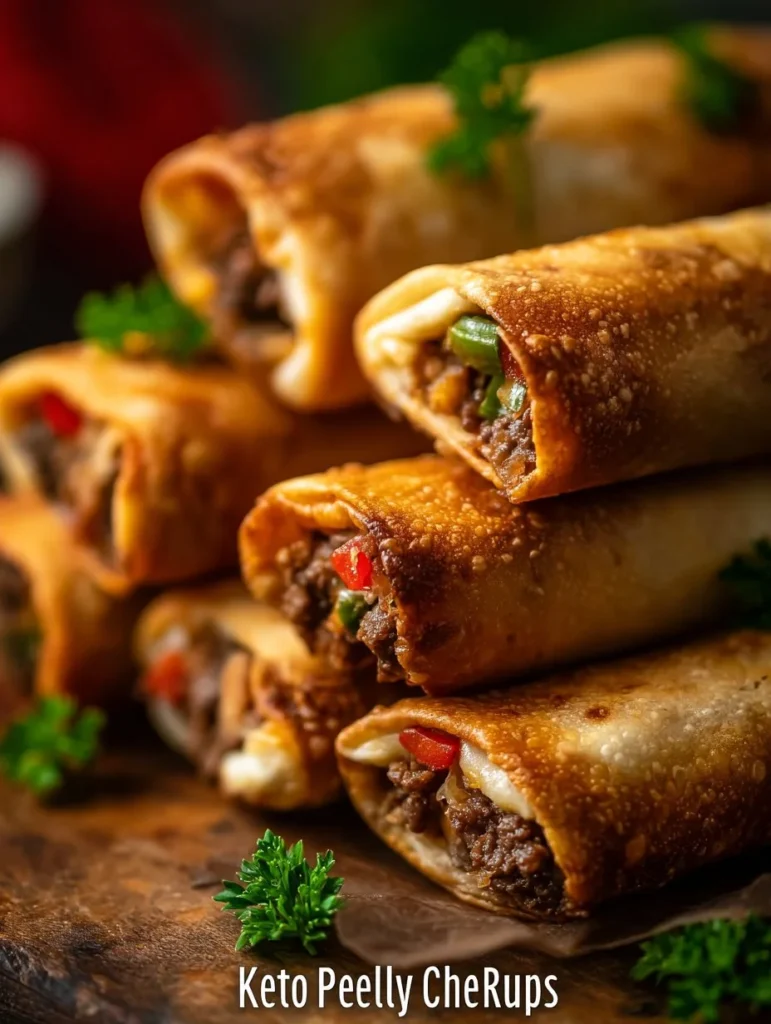 Delicious Keto Philly Cheesesteak Roll Ups on a plate