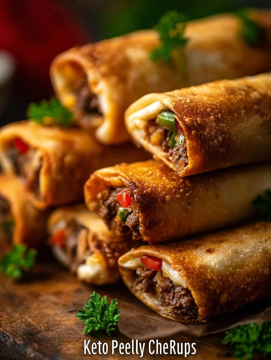 Delicious Keto Philly Cheesesteak Roll Ups on a plate