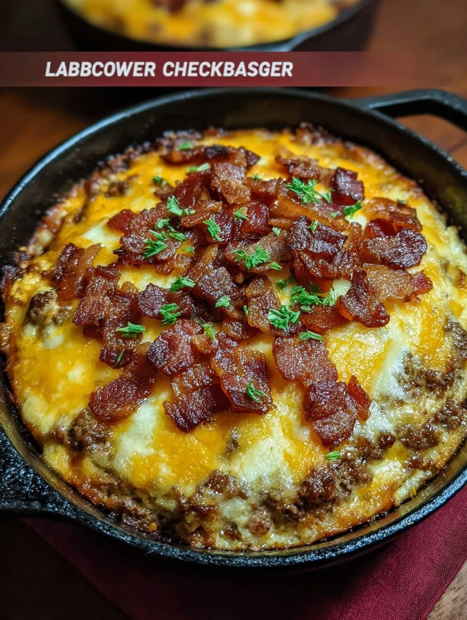 Low carb bacon cheeseburger casserole served in a dish
