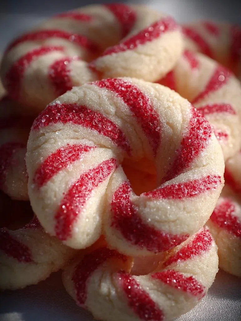 Magic Candy Cane Cookies decorated with red and green sprinkles