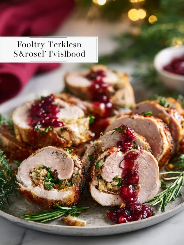 Tasty holiday stuffed pork tenderloin with savory ingredients for Christmas dinner.