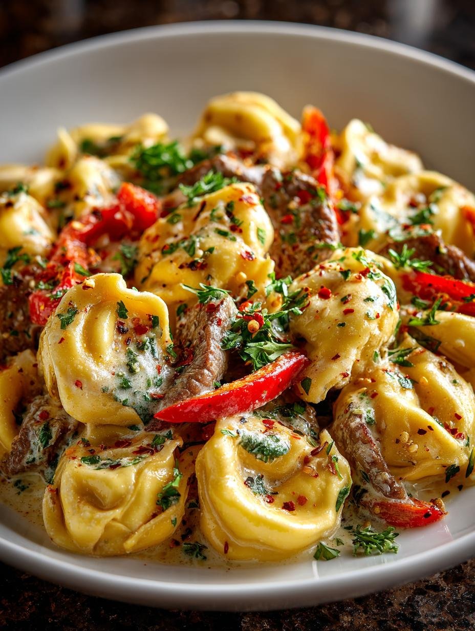 Cheesesteak Tortellini Creamy Provolone