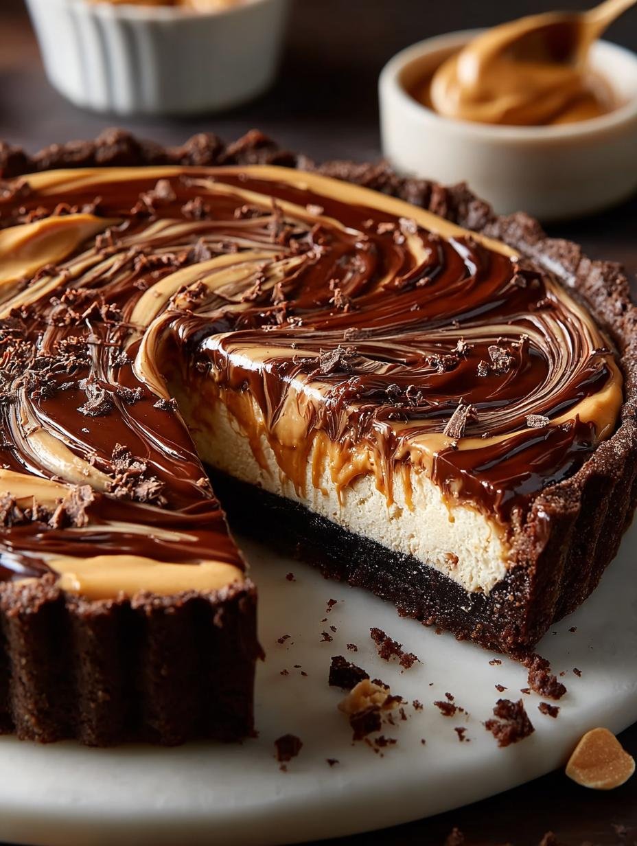 Chocolate Peanut Butter Swirl Tart: Indulge in Bliss - Chocolate Peanut Butter Swirl - additional detail