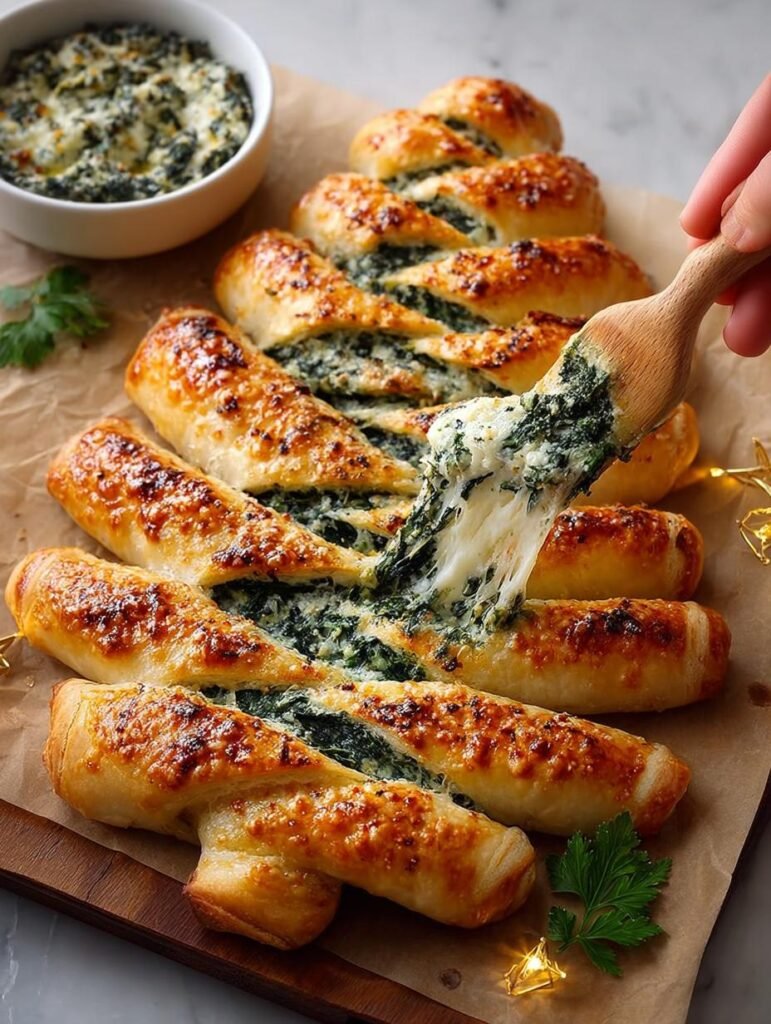 Christmas Spinach Dip Breadsticks