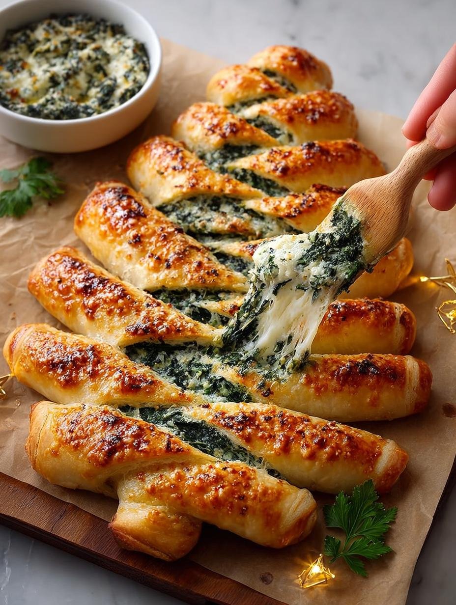 Christmas Spinach Dip Breadsticks