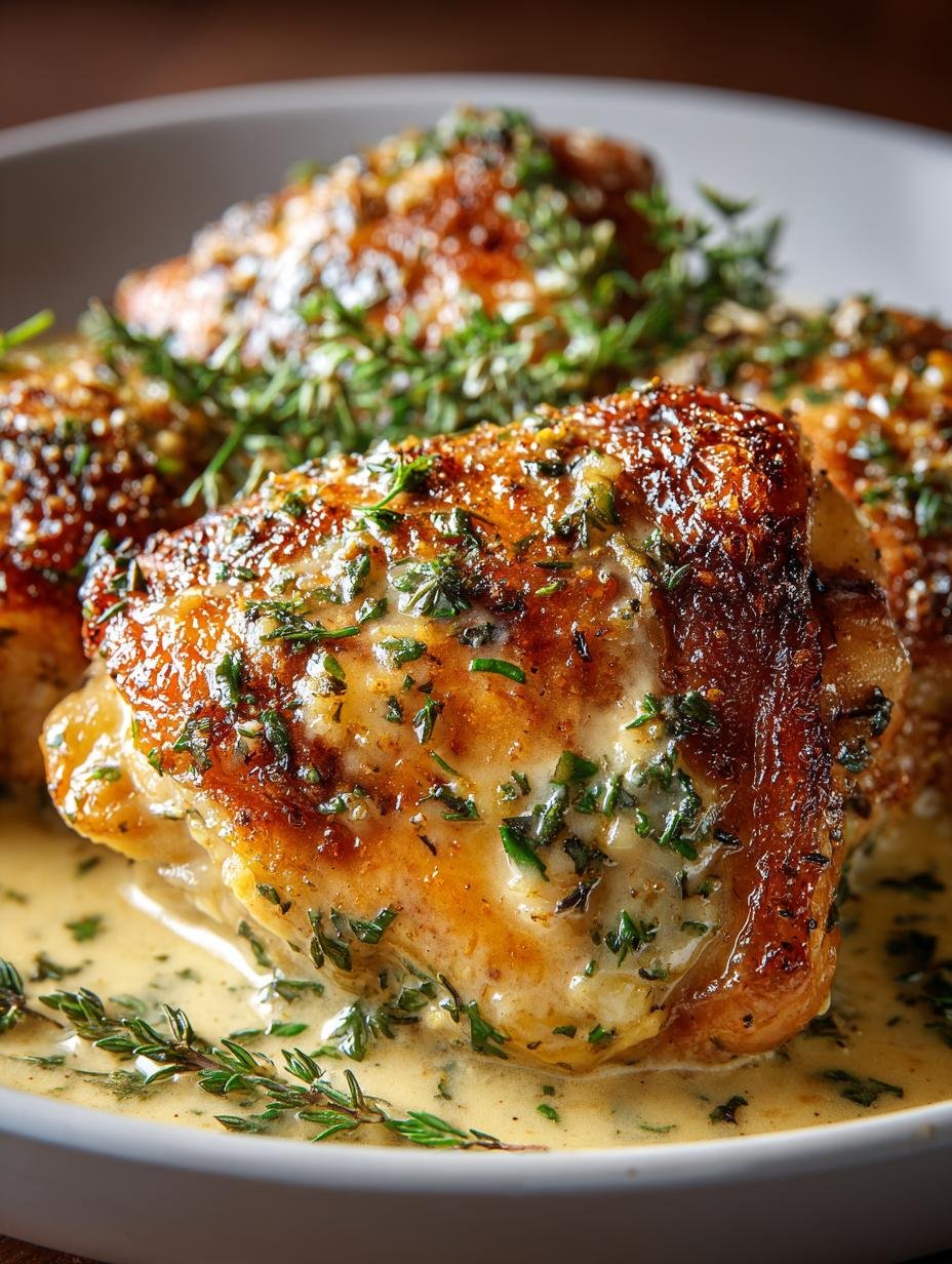Creamy Garlic Chicken Thighs in 40 Minutes - Creamy Garlic Chicken Thighs - main visual representation