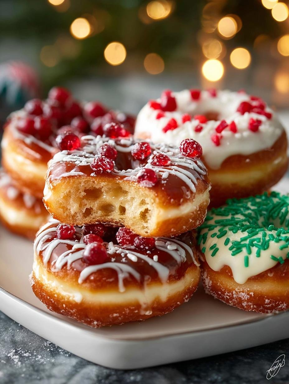 Festive Christmas Donuts with Colorful Glazes - Festive Christmas Donuts with - additional detail