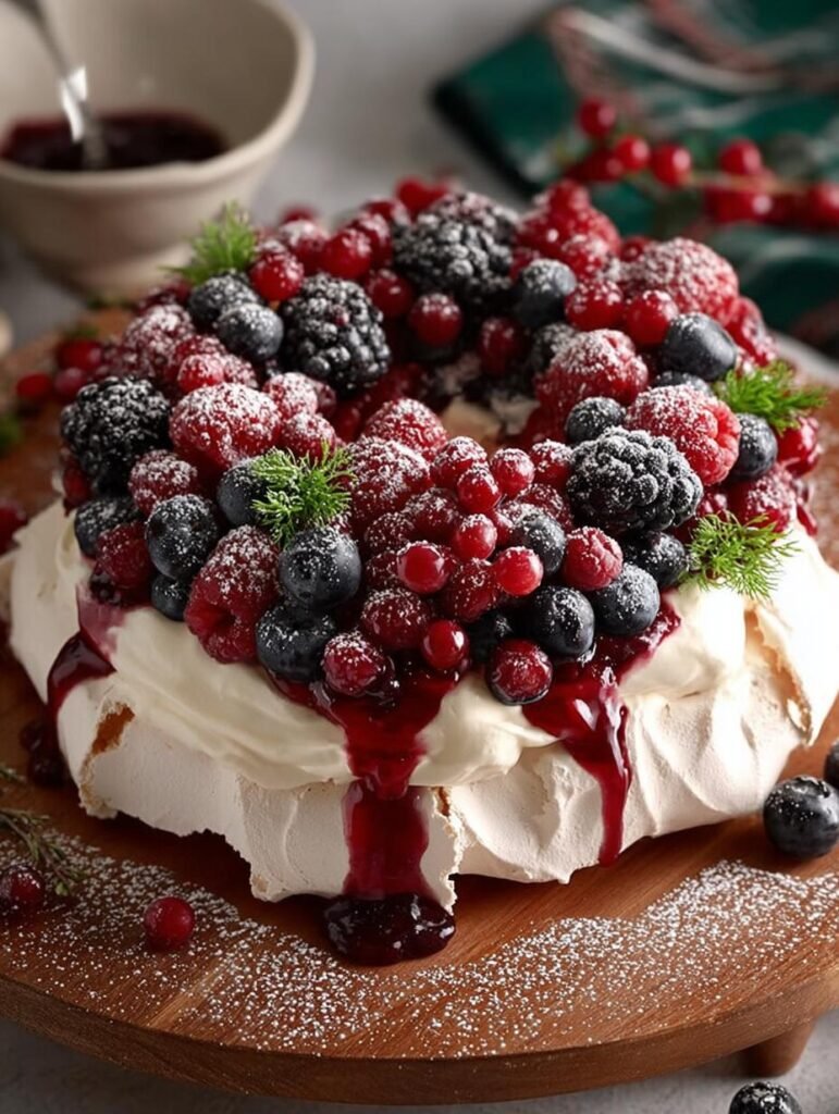 Festive Christmas Pavlova Wreath