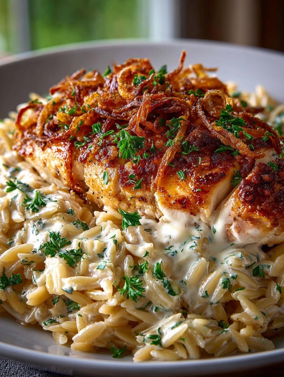 French Onion Chicken Orzo: 5 Comforting Steps to Perfection 2 French Onion Chicken Orzo: 5 Comforting Steps to Perfection - French Onion Chicken Orzo - main visual representation