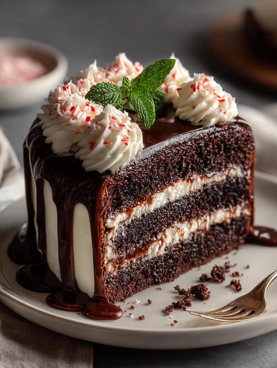 Delicious Peppermint Fudge Cake for the Holidays - Peppermint Fudge Cake - main visual representation