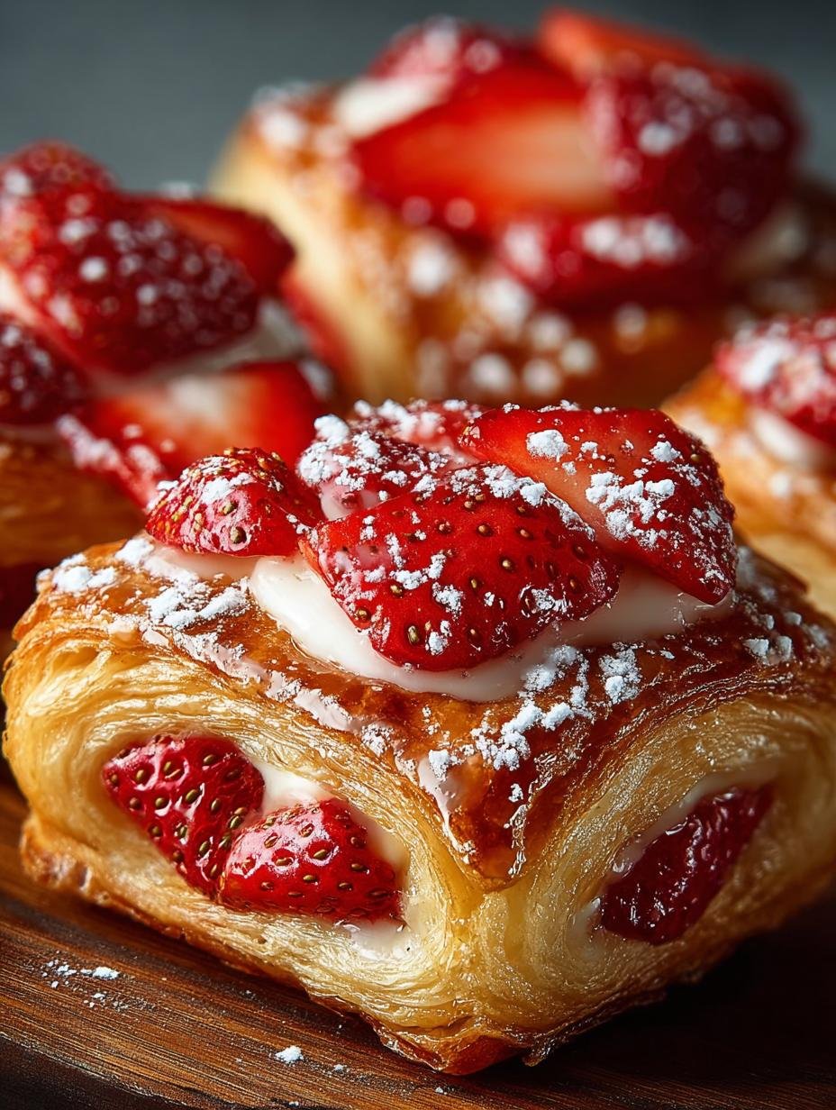 Irresistible Strawberry Danish fresh from the oven on a cooling rack