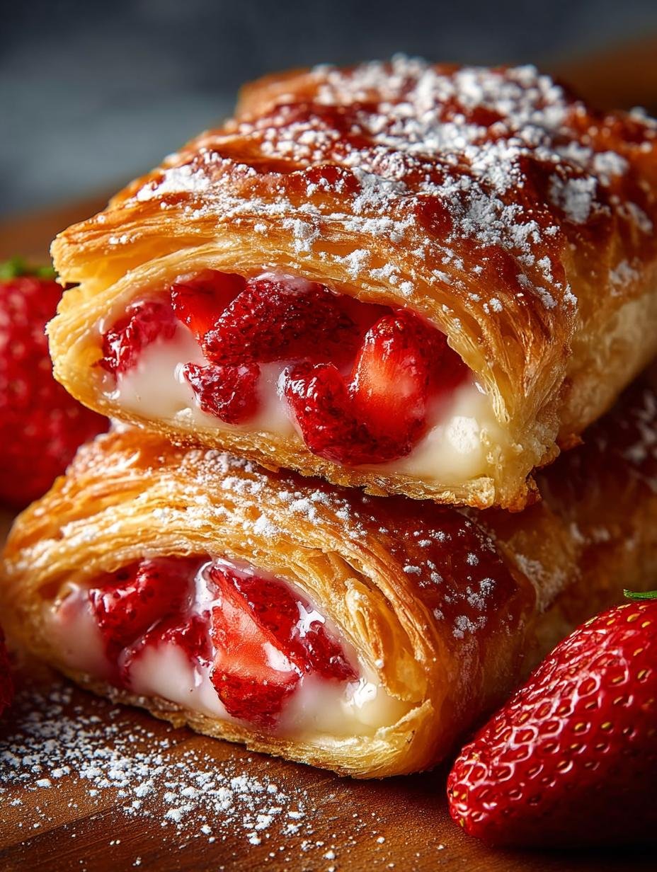 Delicious Strawberry Danish with cream cheese filling and fresh strawberries
