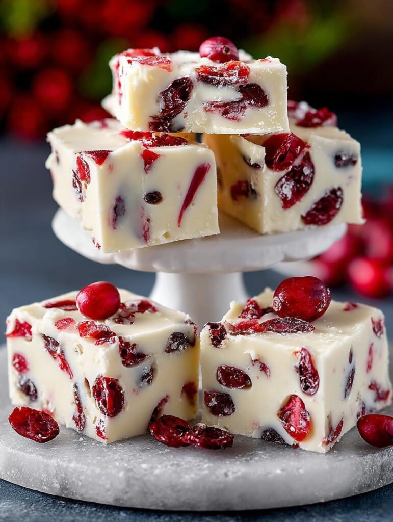 White Chocolate Cranberry Fudge