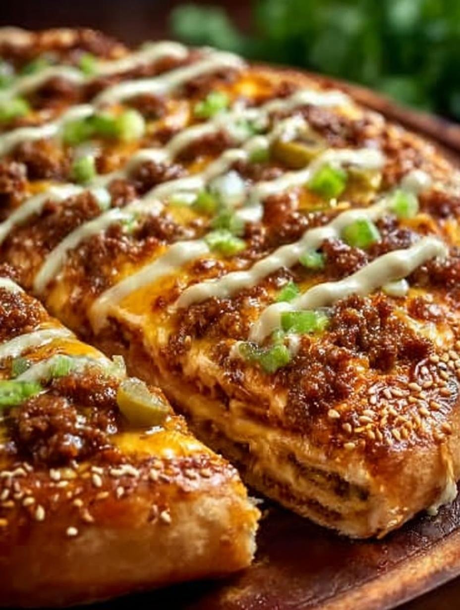 Big Mac Pizza with Crispy Sesame Seed Crust: A Delicious Twist - Big Mac Pizza with - main visual representation