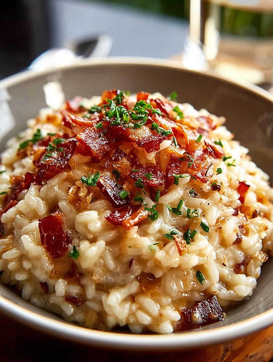 Caramelized Onion Bacon Parmesan Risotto Delight - Cooking process