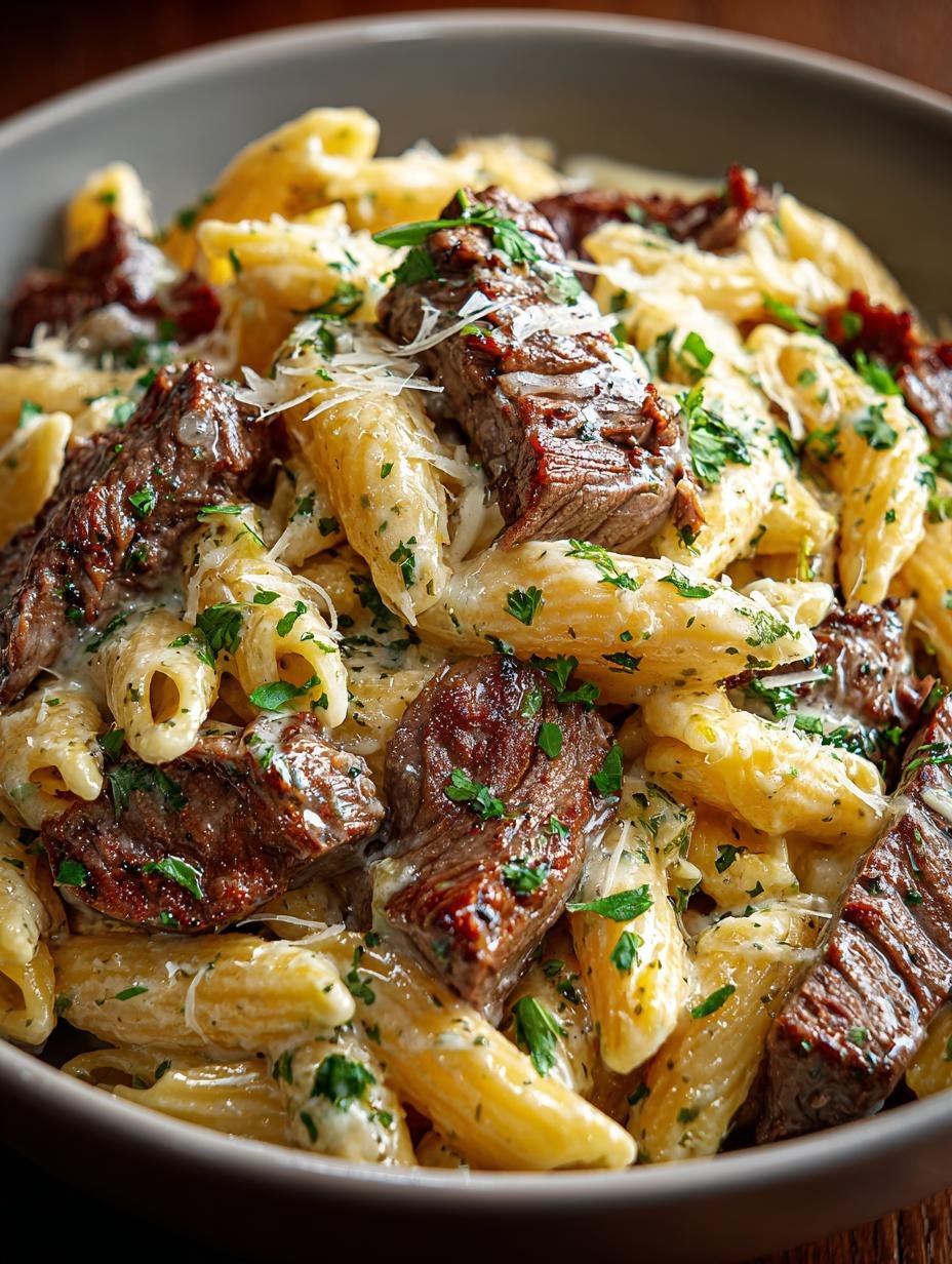 Delicious Creamy Steak Pasta for a Quick Dinner - Creamy Steak Pasta - main visual representation