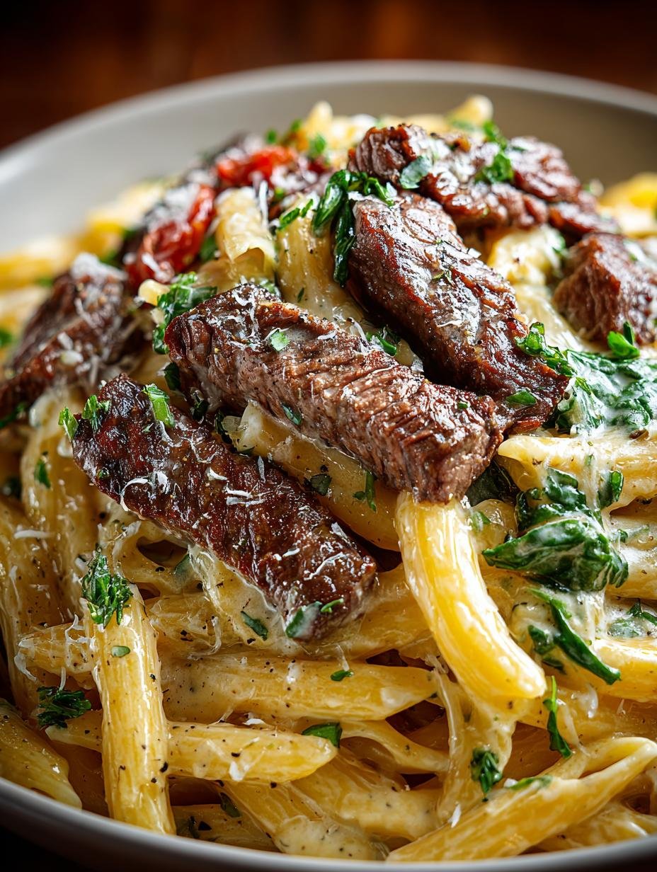 Delicious Creamy Steak Pasta for a Quick Dinner - Creamy Steak Pasta - additional detail