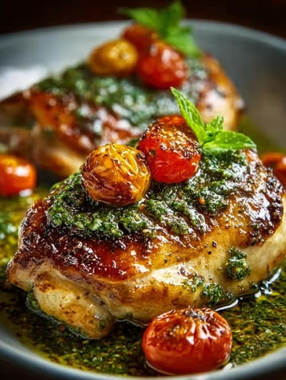 Crunchy Pesto Chicken Thighs