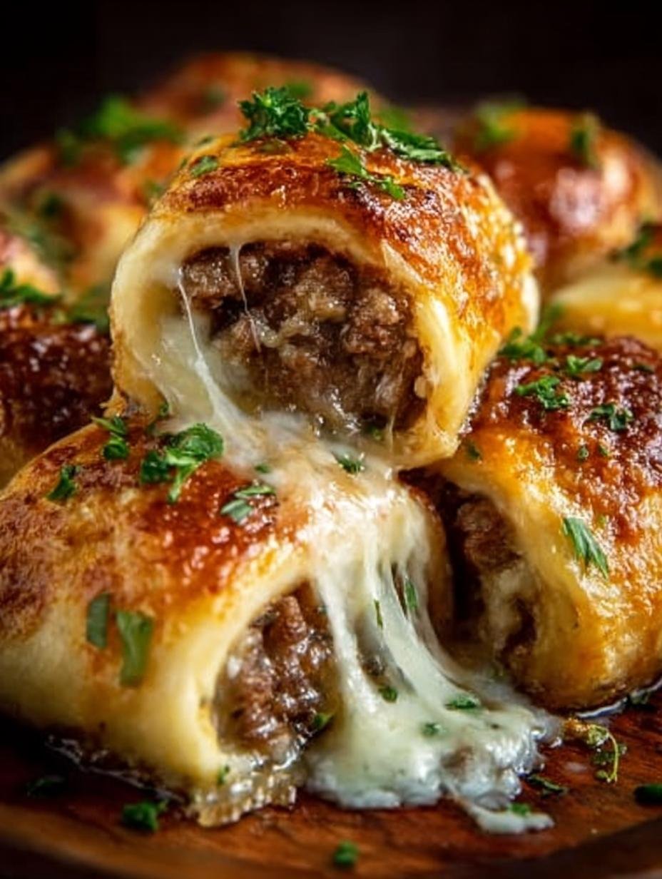 Garlic Butter Cheeseburger Rollups
