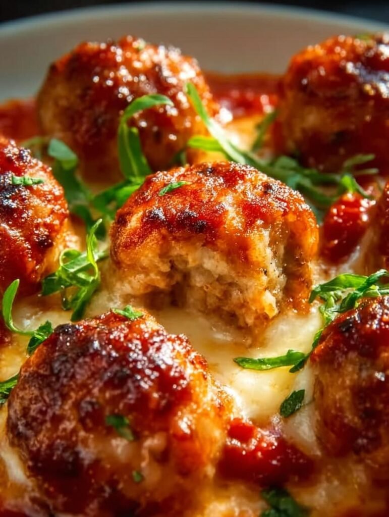 Juicy Chicken Parmesan Meatballs