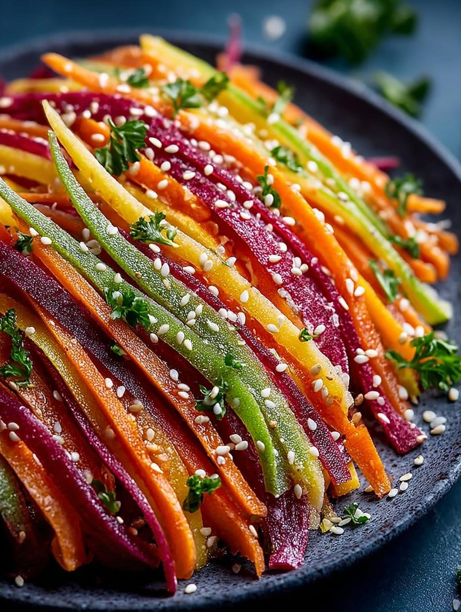 Irresistible Shaved Rainbow Carrot Sesame Salad Recipe - Shaved Rainbow Carrot Sesame - main visual representation