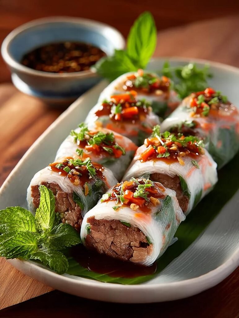 Thai Basil Beef Rolls