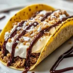 Delicious cheesecake cookie dough tacos served on a plate