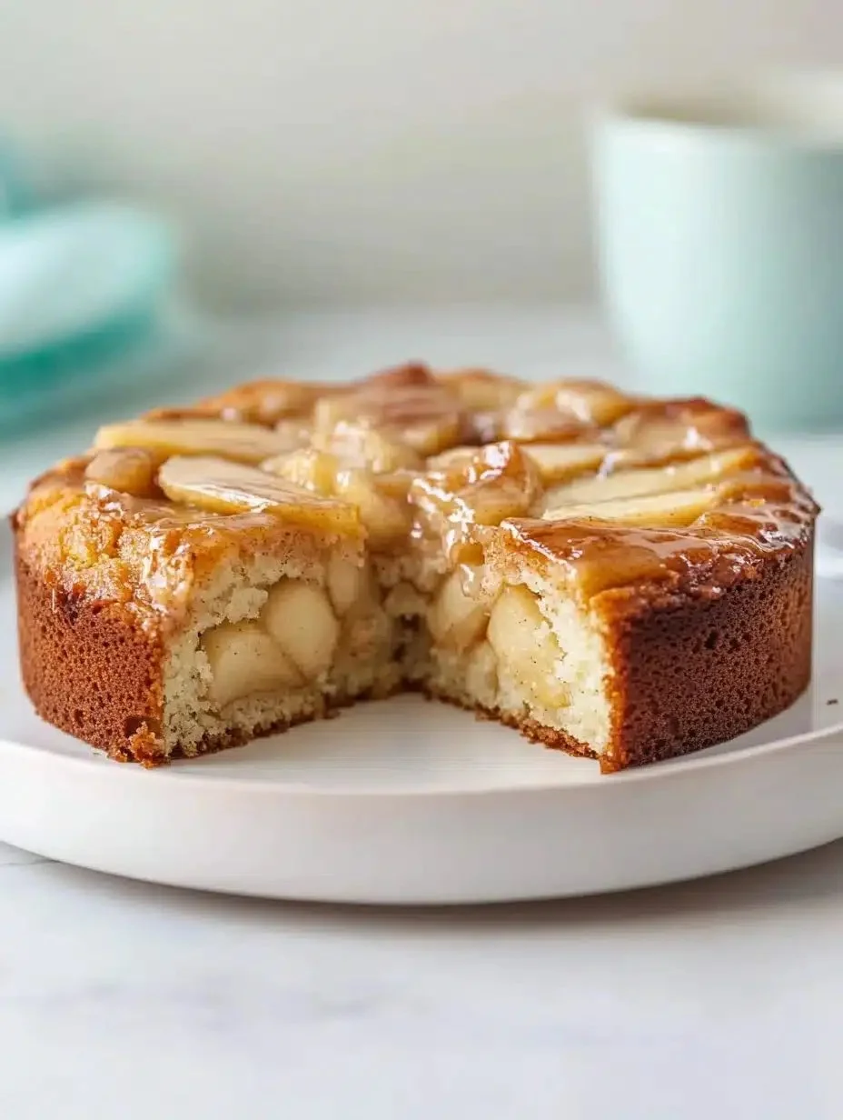 Cinnamon Apple Cake 1 Sliced Cinnamon Apple Cake topped with cinnamon and fresh apples