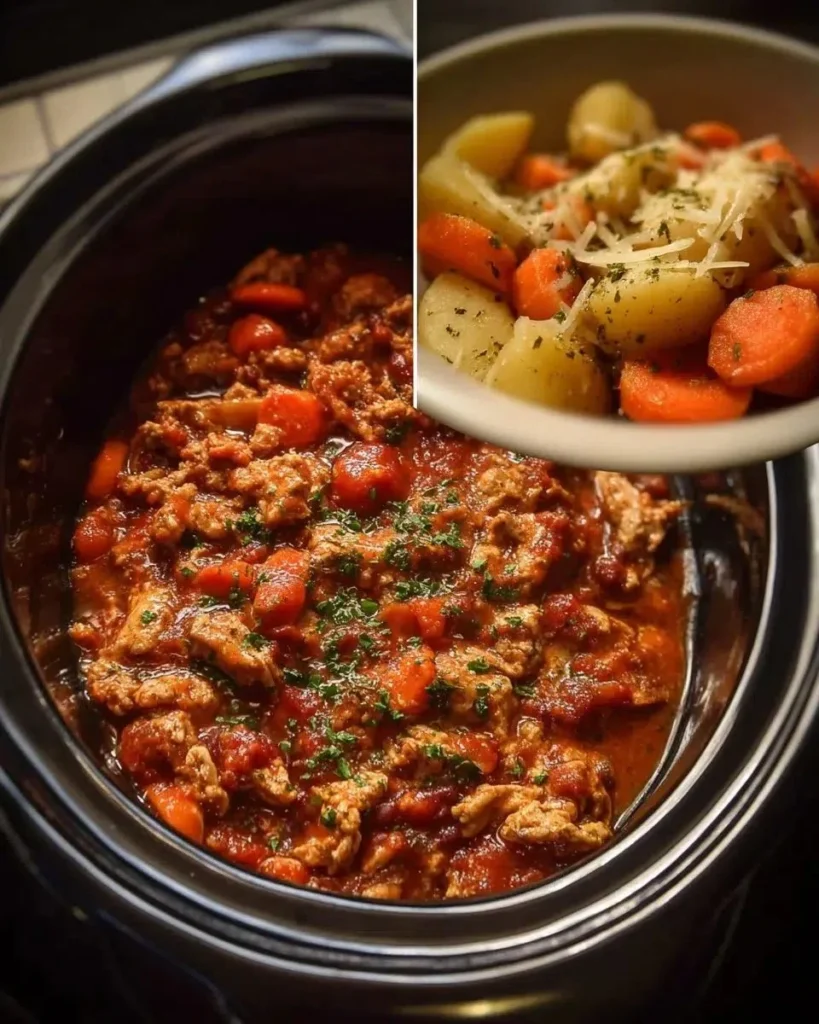 Bowl of Crockpot Comfort Chili served with toppings