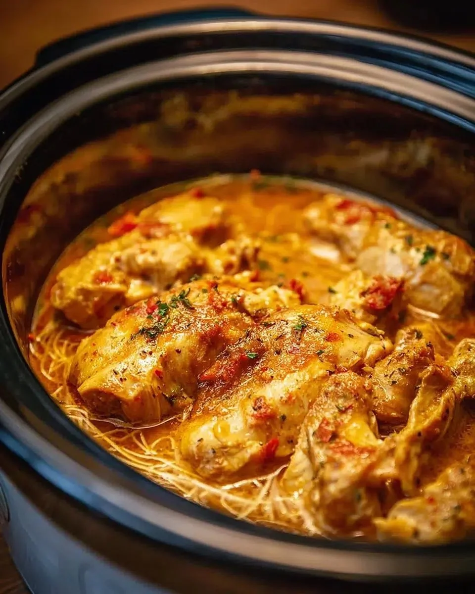 Delicious Easy Angel Chicken cooked in a Crock Pot