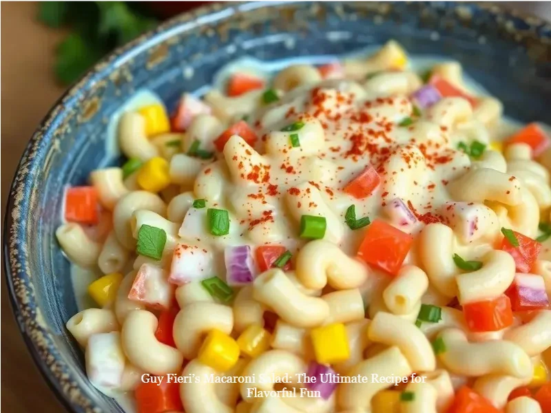 Guy Fieri's delicious macaroni salad served in a bowl