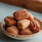 Healthy baked churro bites dusted with cinnamon sugar on a plate