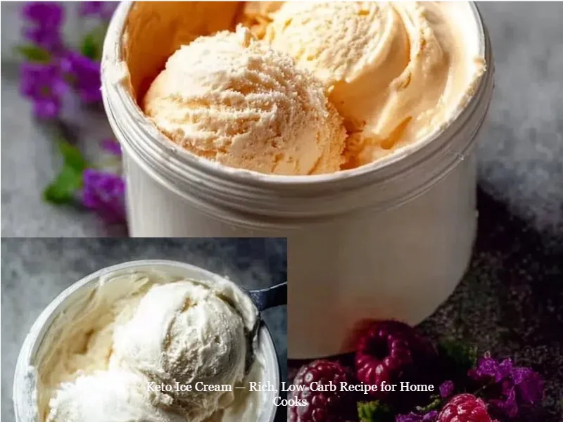 Delicious homemade keto ice cream in a bowl, low-carb and creamy dessert