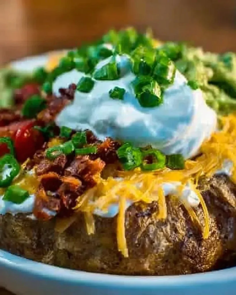 Loaded Potato Taco Bowl with crispy potatoes and fresh toppings