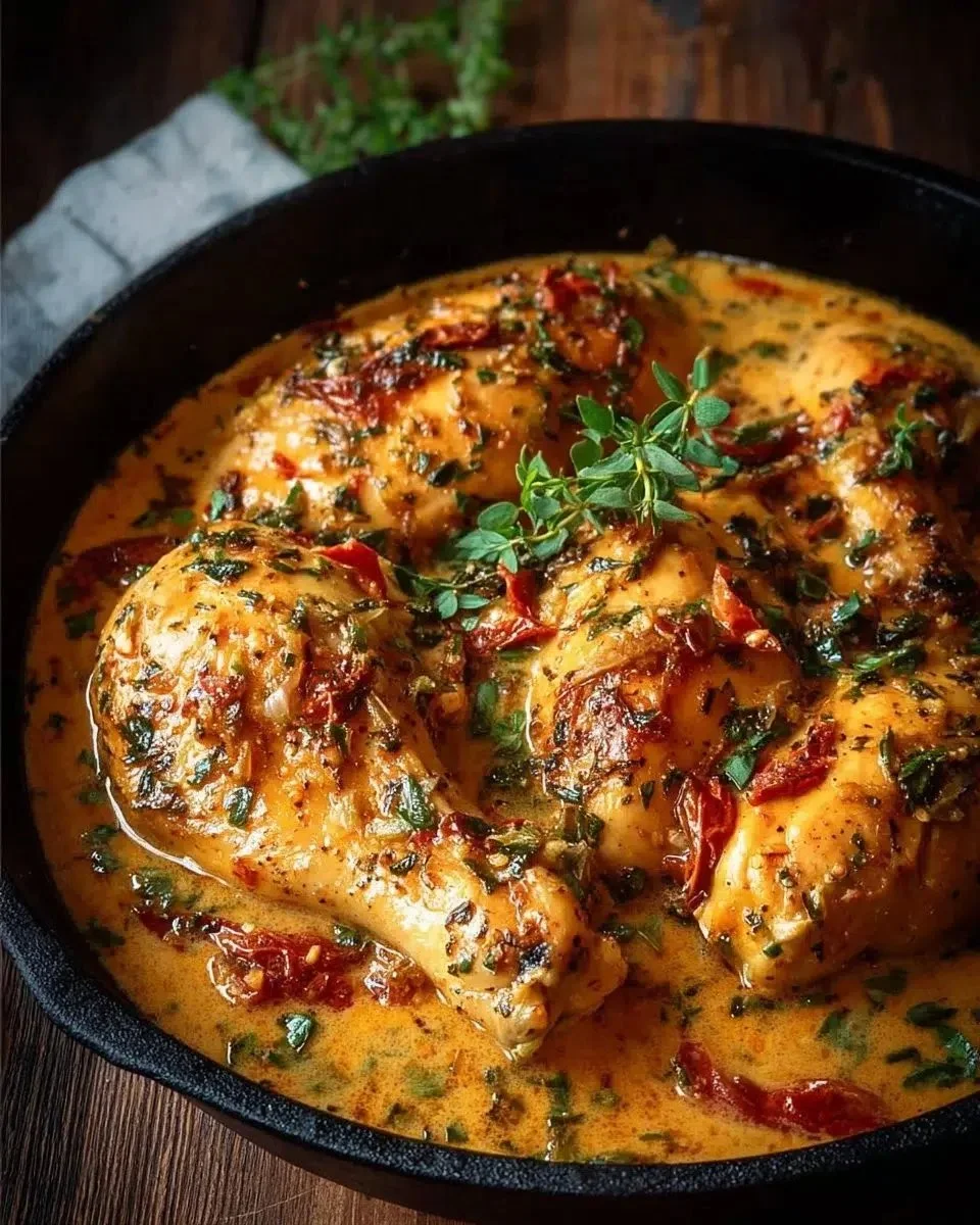 Marry Me Chicken: Creamy Skillet Recipe 1 Creamy Marry Me Chicken skillet dish garnished with herbs