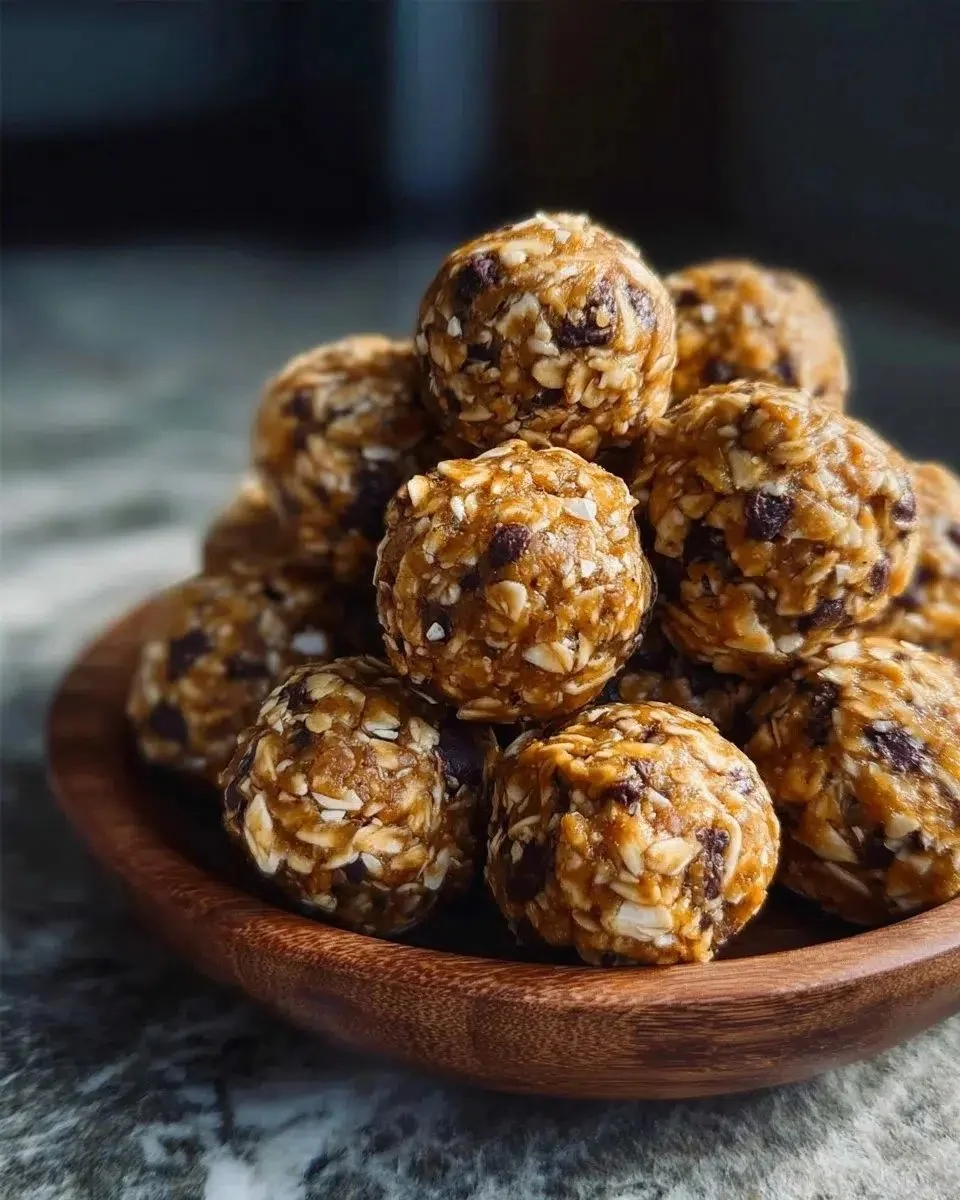 Homemade Peanut Butter Energy Bites on a wooden table