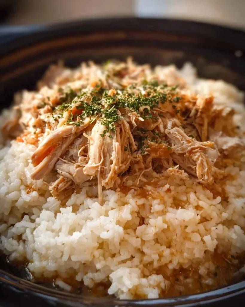 Delicious slow cooker chicken and rice recipe with vibrant vegetables