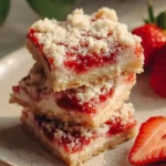 Delicious summer shortcake bars topped with fresh strawberries