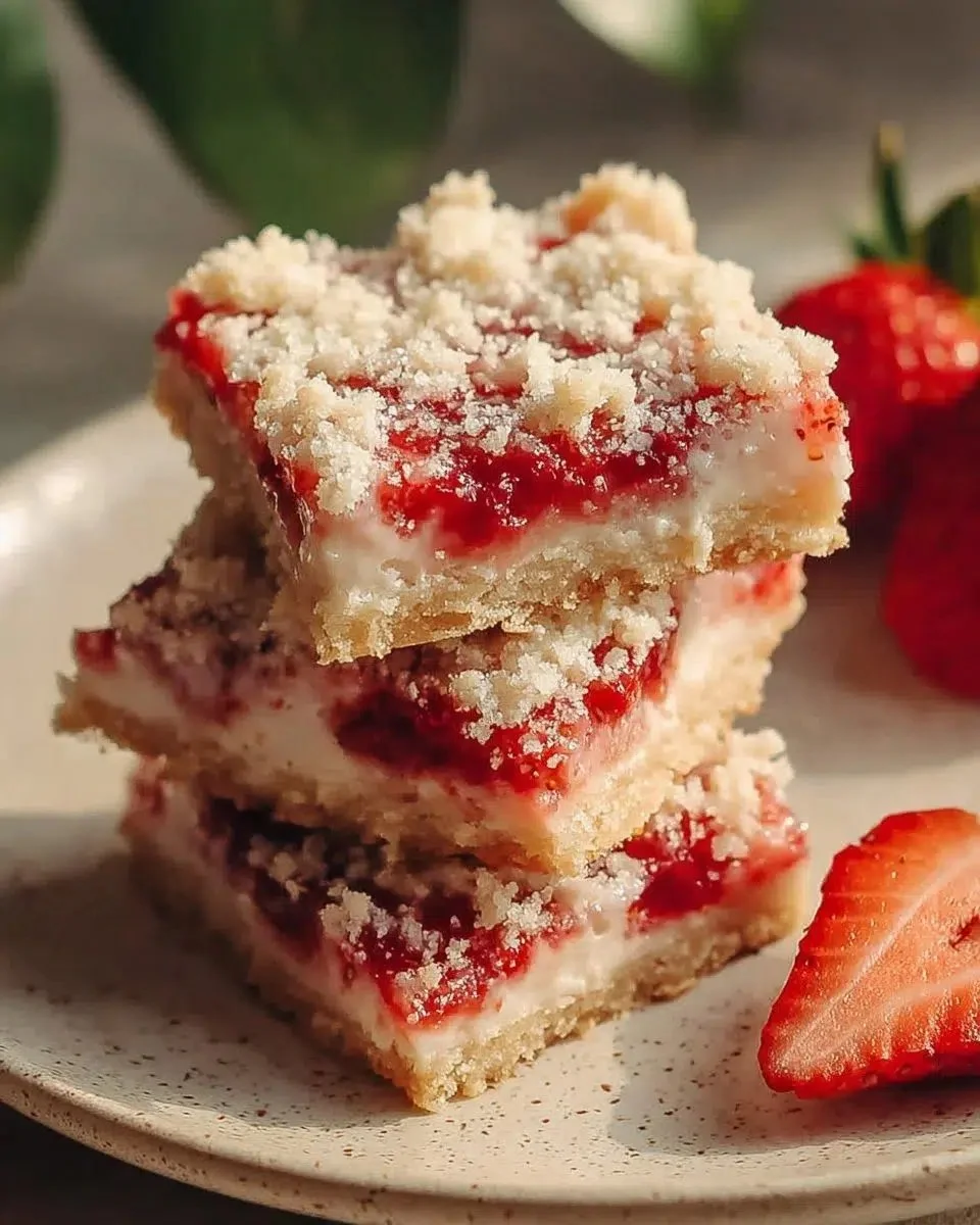 Summer Shortcake Bars with Strawberries 1 Delicious summer shortcake bars topped with fresh strawberries